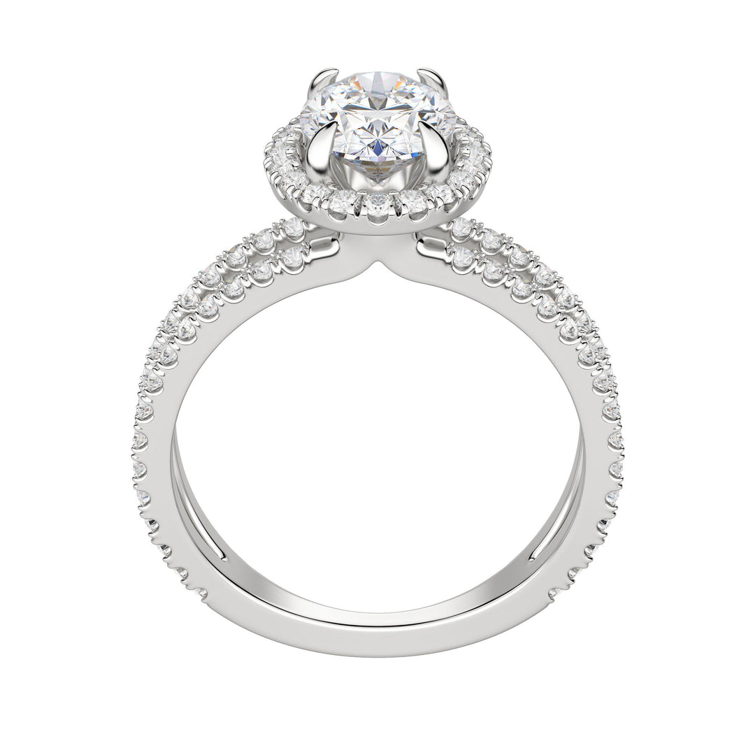 DUET HALO OVAL CUT MOISSANITE ENGAGEMENT RING