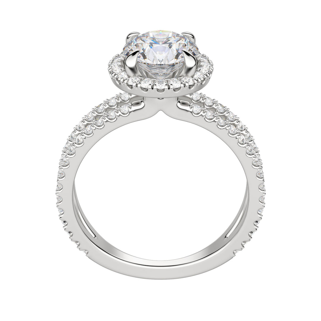 DUET HALO ROUND CUT MOISSANITE ENGAGEMENT RING