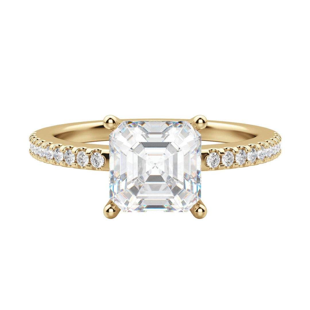 EAVE ACCENTED ASSCHER CUT MOISSANITE ENGAGEMENT RING