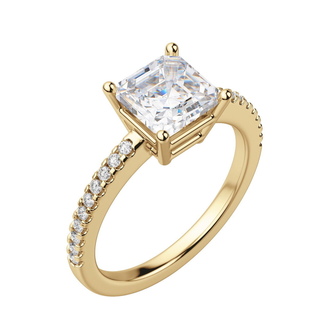 EAVE ACCENTED ASSCHER CUT MOISSANITE ENGAGEMENT RING