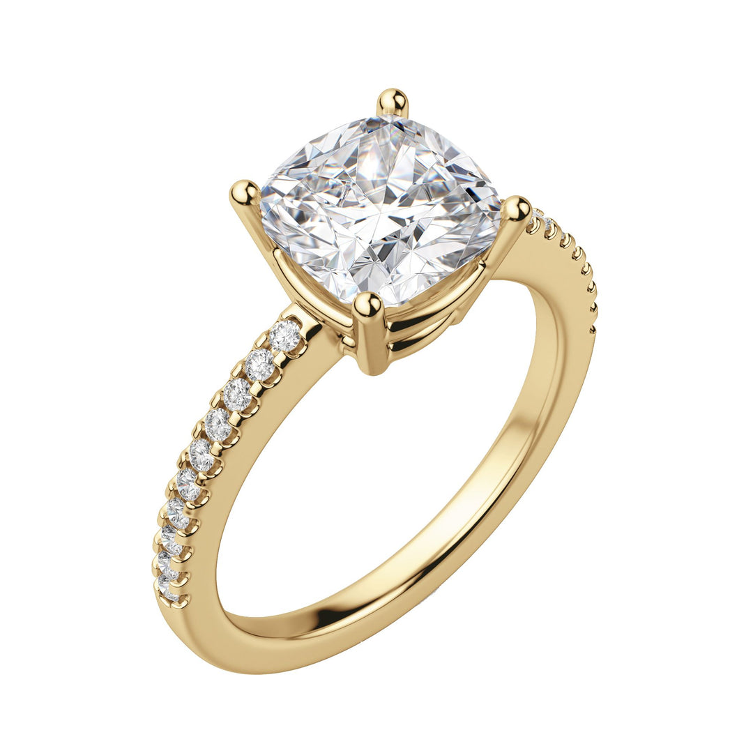 EAVE ACCENTED CUSHION CUT MOISSANITE ENGAGEMENT RING