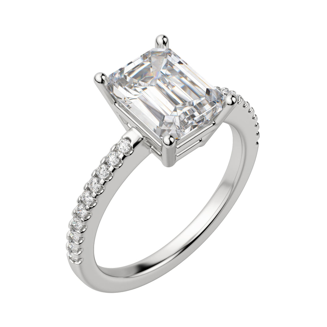 EAVE ACCENTED EMERALD CUT MOISSANITE ENGAGEMENT RING