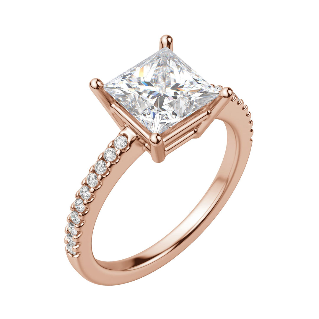 EAVE ACCENTED PRINCESS CUT MOISSANITE ENGAGEMENT RING