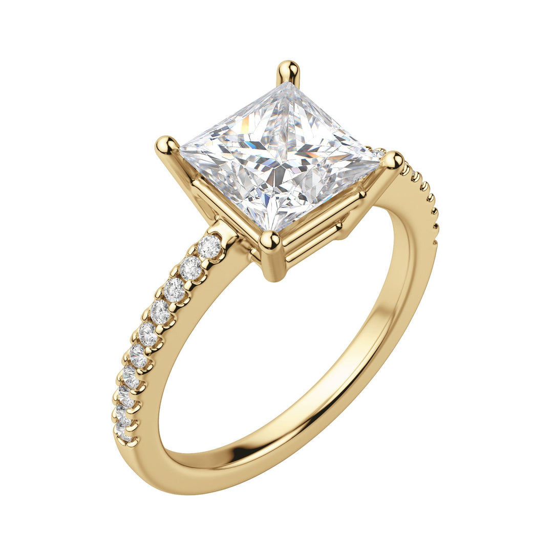 EAVE ACCENTED PRINCESS CUT MOISSANITE ENGAGEMENT RING