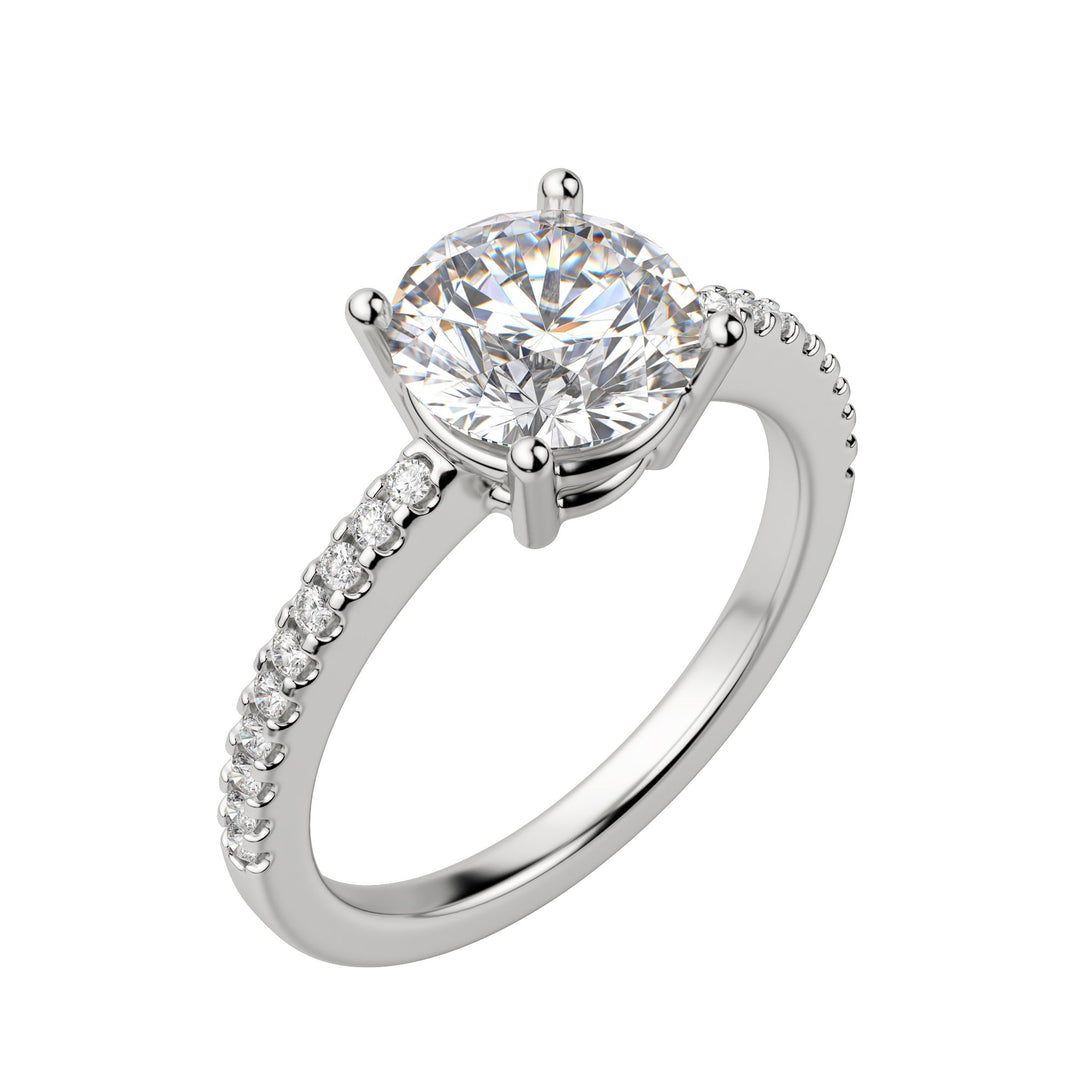 EAVE ACCENTED ROUND CUT MOISSANITE ENGAGEMENT RING