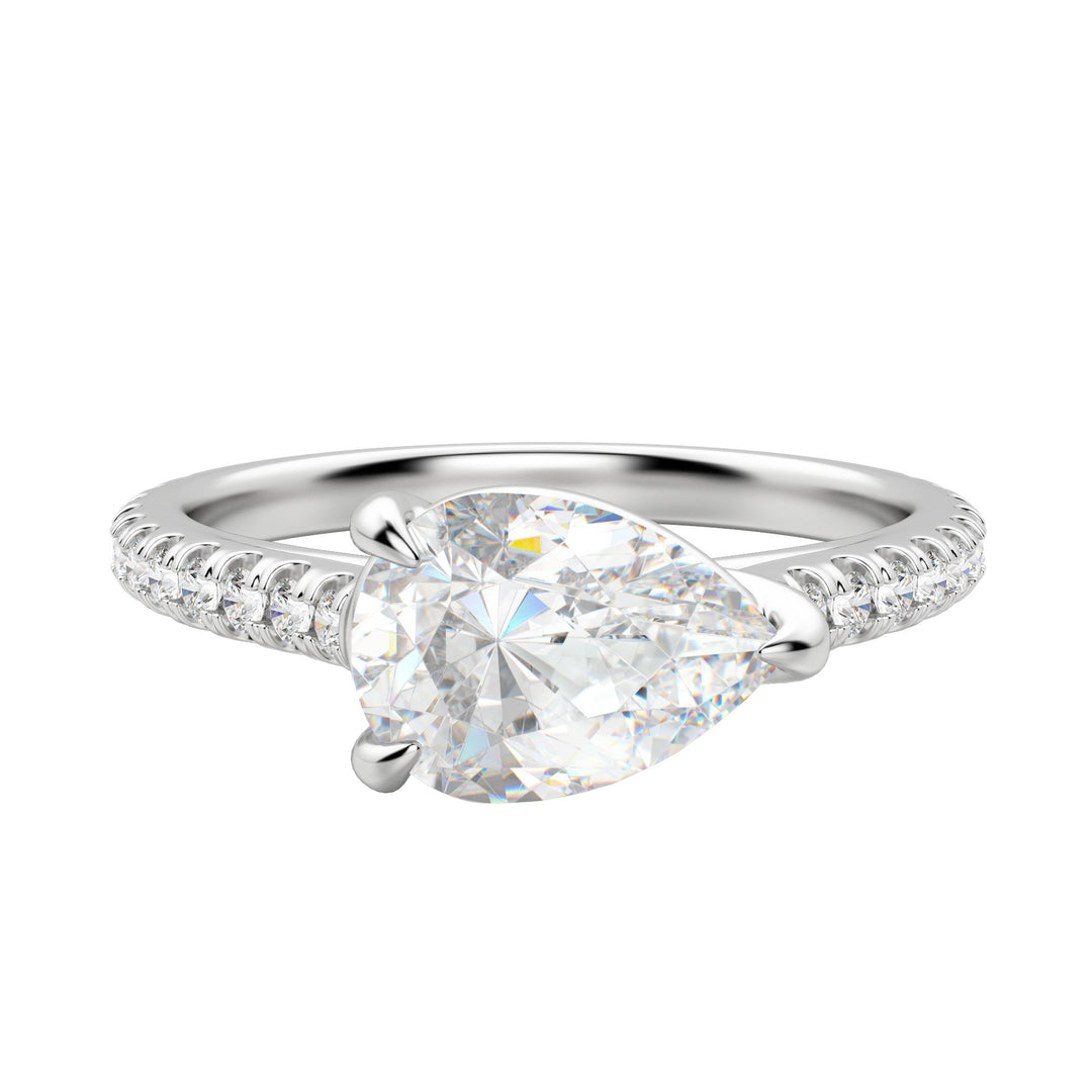 EDGY ACCENTED PEAR CUT MOISSANITE ENGAGEMENT RING