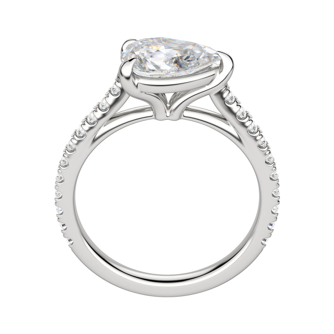 EDGY ACCENTED PEAR CUT MOISSANITE ENGAGEMENT RING