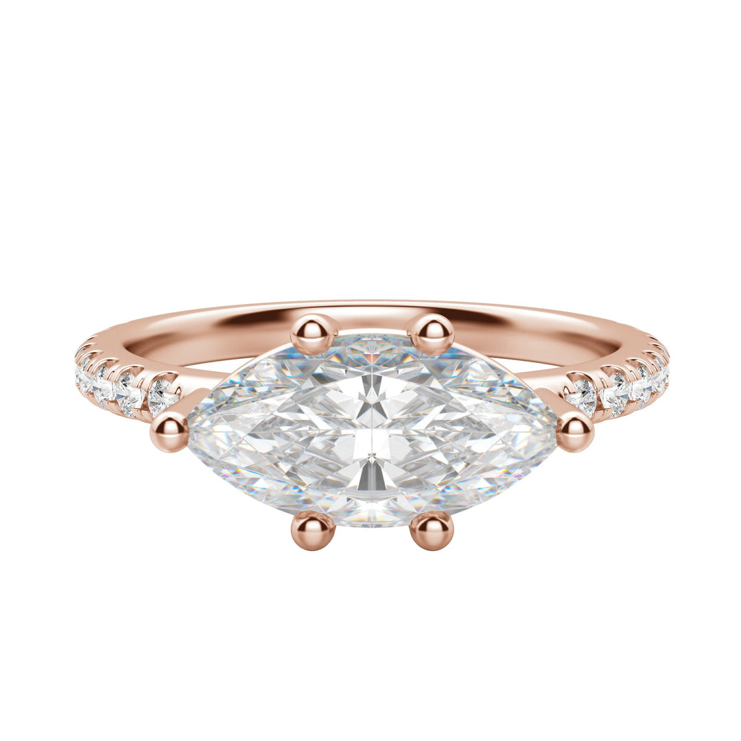 EDGY BASKET ACCENTED MARQUISE CUT ENGAGEMENT RING