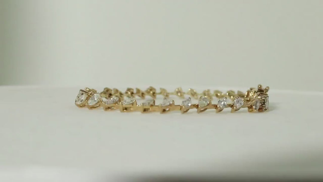 14K SOLID GOLD PEAR/MARQUISE TENNIS BRACELET