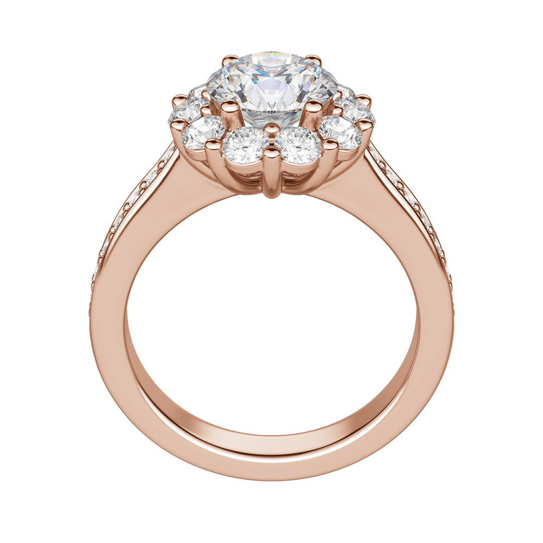 FAUN ACCENTED ROUND CUT MOISSANITE ENGAGEMENT RING