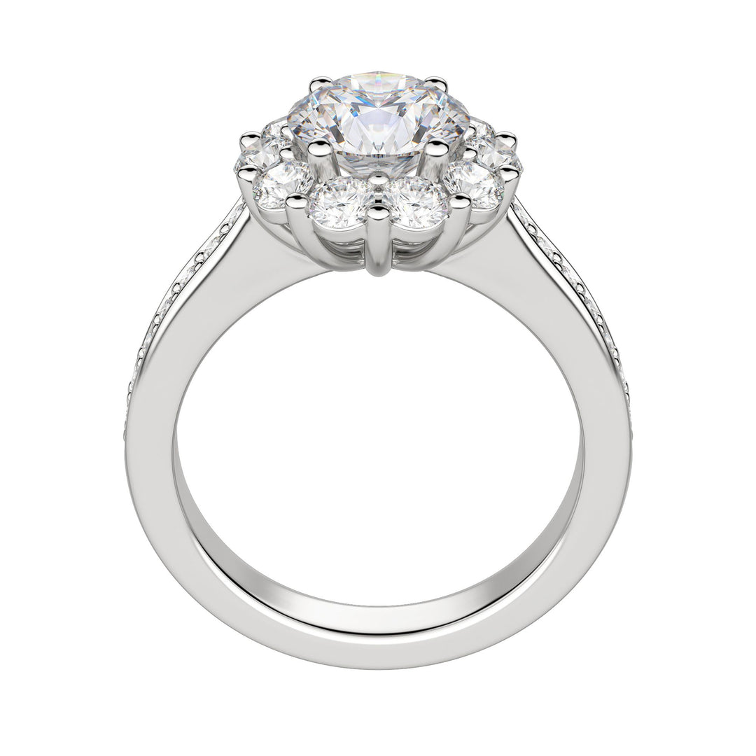 FAUN ACCENTED ROUND CUT MOISSANITE ENGAGEMENT RING