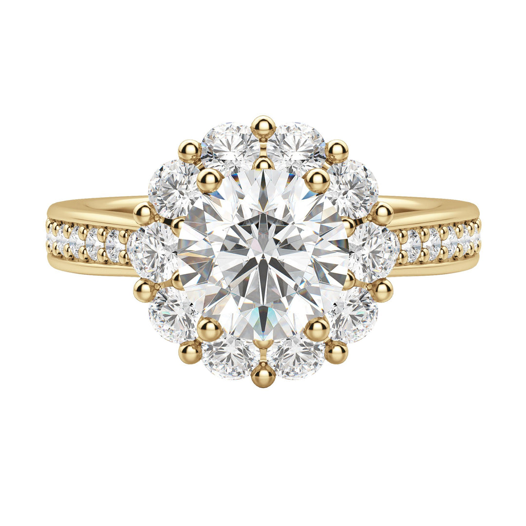 FAUN ACCENTED ROUND CUT MOISSANITE ENGAGEMENT RING