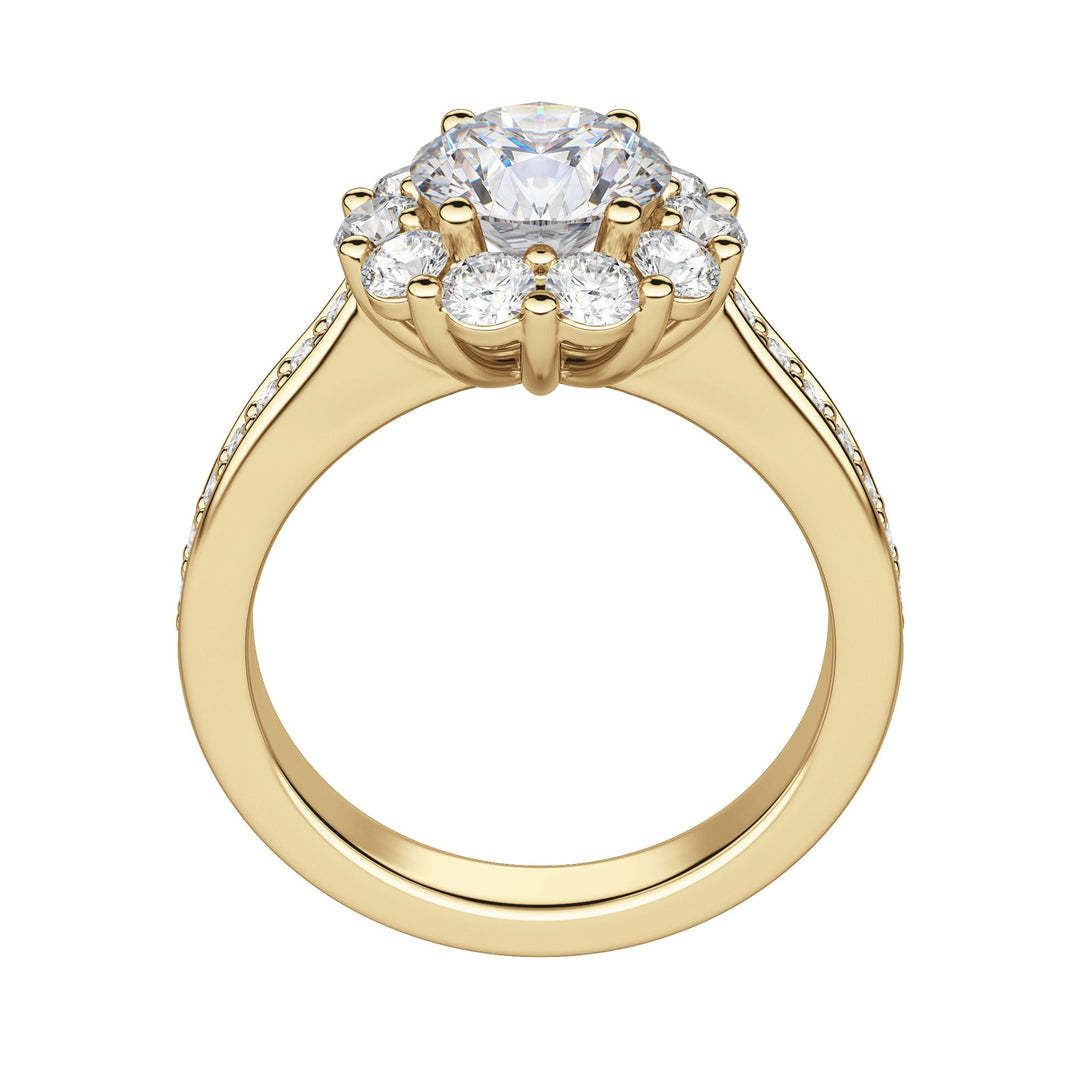 FAUN ACCENTED ROUND CUT MOISSANITE ENGAGEMENT RING