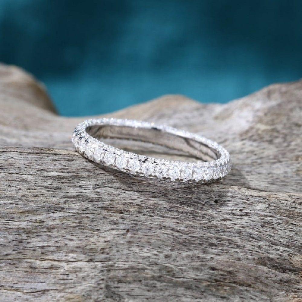 FULL ETERNITY WHITE GOLD FULL CIRCLE BRIDAL MATCHING STACKING PROMISE RING GIFT