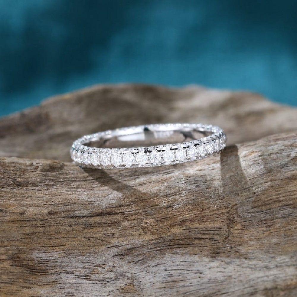 FULL ETERNITY WHITE GOLD FULL CIRCLE BRIDAL MATCHING STACKING PROMISE RING GIFT