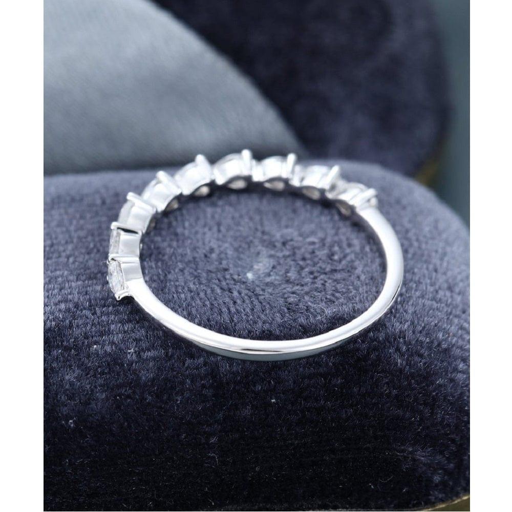 HALF ETERNITY WHITE GOLD PEAR CUT STACKING MATCHING UNIQUE MOISSANITE BAND