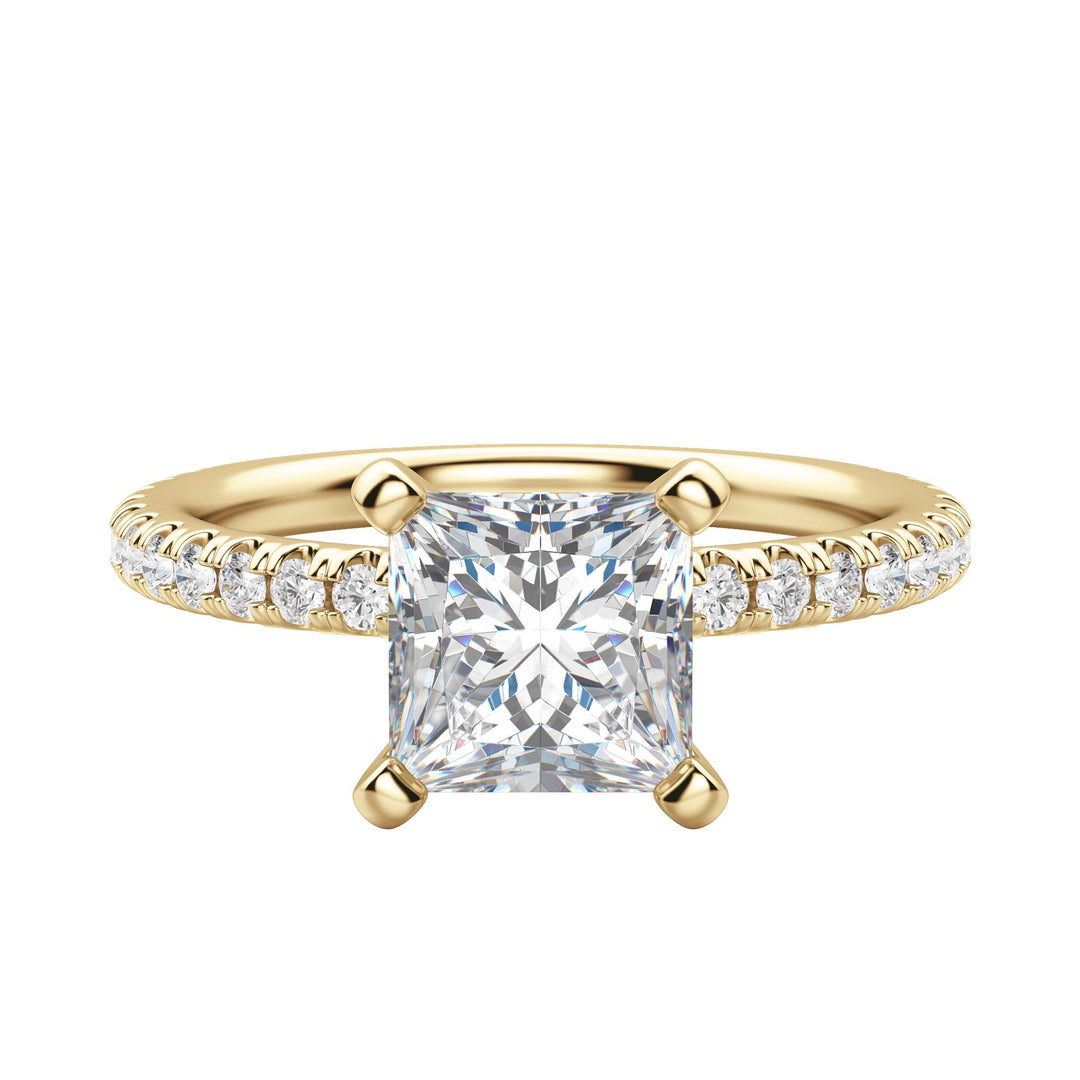 HOLM ACCENTED PRINCESS CUT MOISSANITE ENGAGEMENT RING