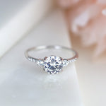 Load image into Gallery viewer, 1ct Round Cut 3-Stone Sterling Silver Engagement Ring image 1