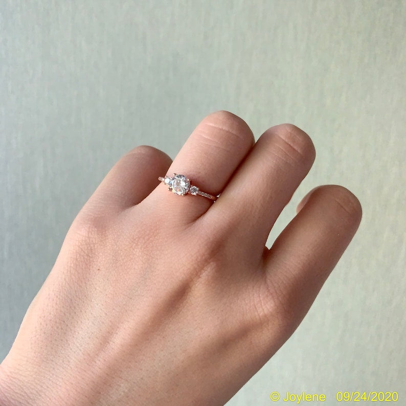 1ct Round Cut 3-Stone Sterling Silver Engagement Ring image 7