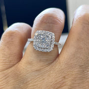 Cushion Diamond Ring, 14K White Gold Cushion Diamond Engagement Ring, Cushion Shape Engagement Ring Art Deco Antique image 2