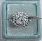 Cushion Diamond Ring, 14K White Gold Cushion Diamond Engagement Ring, Cushion Shape Engagement Ring Art Deco Antique image 1