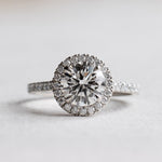 Load image into Gallery viewer, 1.5 carat Round Lab Diamond Halo Engagement Ring, Platinum Ring image 3