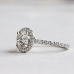 Load image into Gallery viewer, 1.5 carat Round Lab Diamond Halo Engagement Ring, Platinum Ring image 4