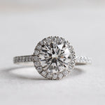 Load image into Gallery viewer, 1.5 carat Round Lab Diamond Halo Engagement Ring, Platinum Ring image 5