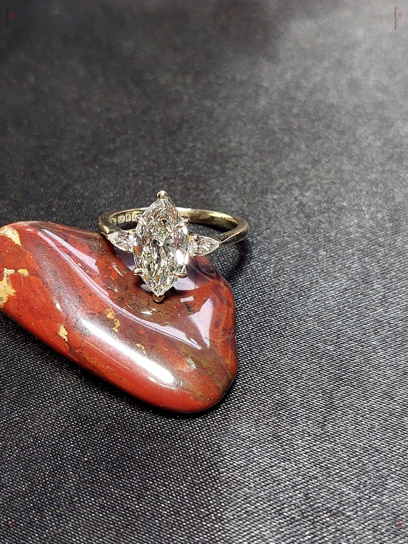 Unique hand made Vintage Rose Gold Marquise Diamond Ring, Lab Grown Diamond Ring, IGI CERTIFIED, ,Custom Engagement Ring, Promise Ring image 8