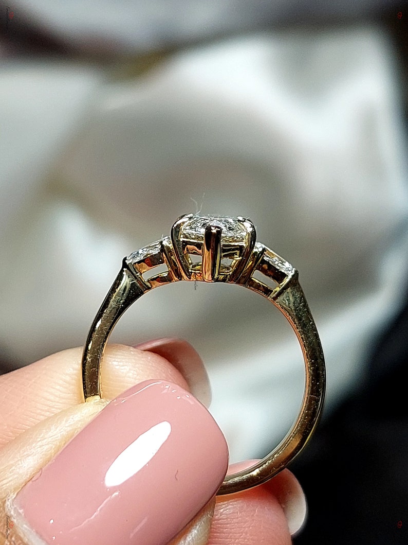 Unique hand made Vintage Rose Gold Marquise Diamond Ring, Lab Grown Diamond Ring, IGI CERTIFIED, ,Custom Engagement Ring, Promise Ring image 7