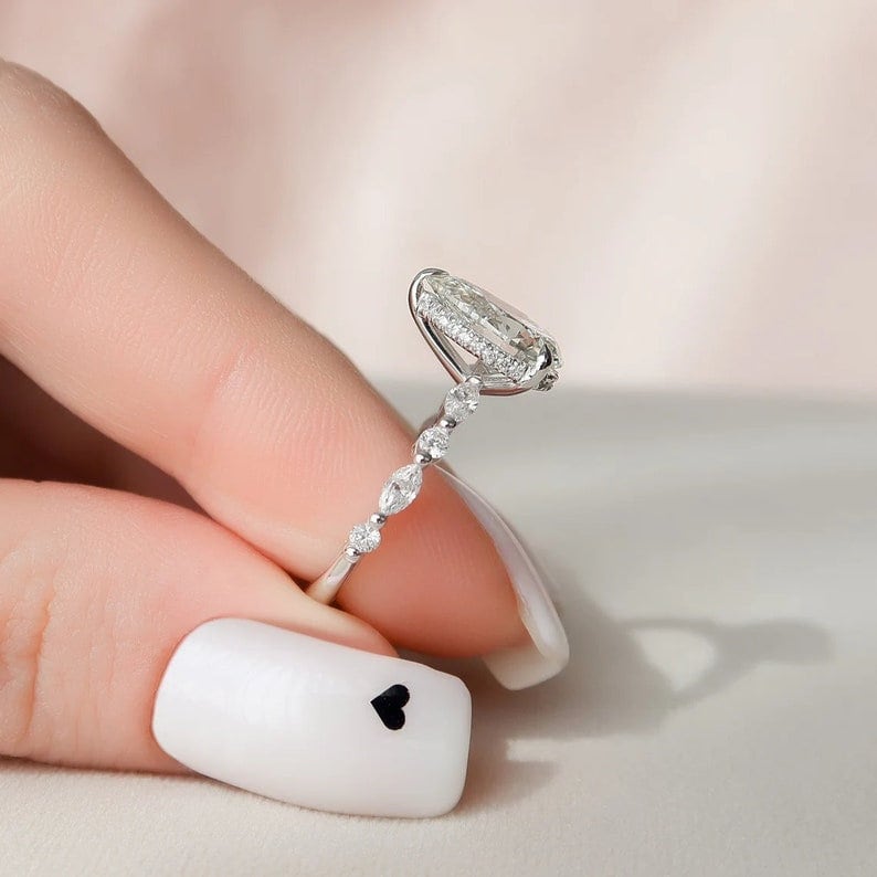 2 CT Pear Cut Moissanite Engagement Ring, 14K Gold Ring, Promise ring, Solitaire Wedding Ring, Pear Classic Ring, Pear Cut Minimalist Ring image 5