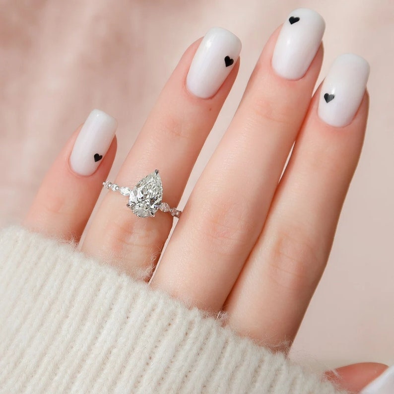 2 CT Pear Cut Moissanite Engagement Ring, 14K Gold Ring, Promise ring, Solitaire Wedding Ring, Pear Classic Ring, Pear Cut Minimalist Ring image 2