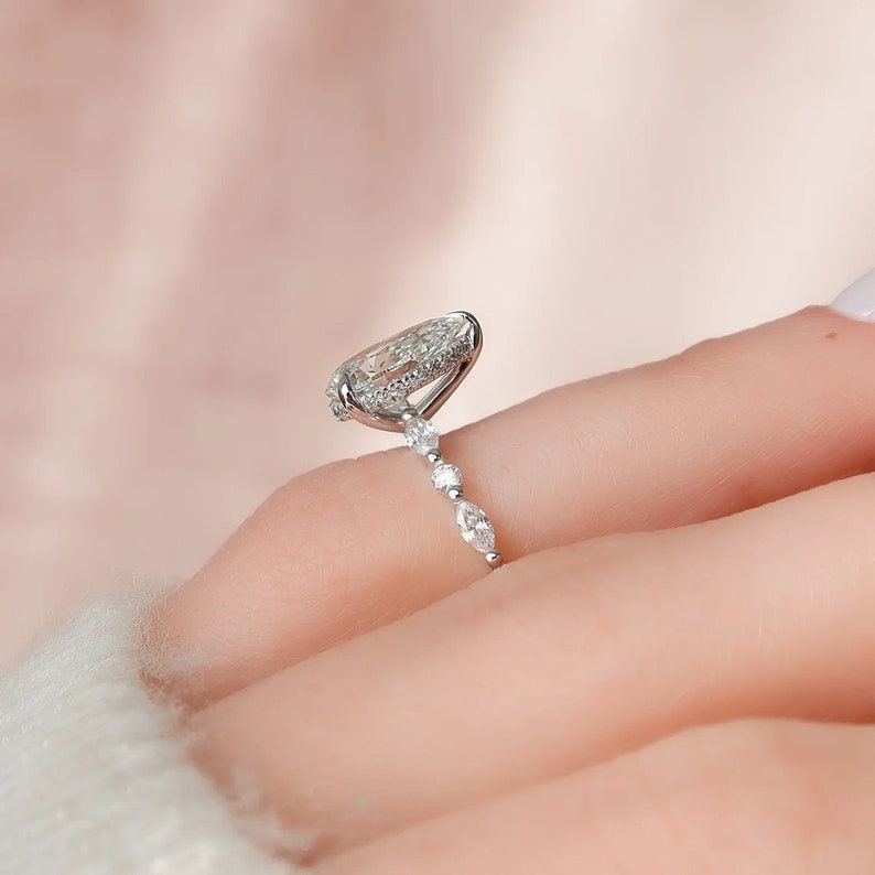 2 CT Pear Cut Moissanite Engagement Ring, 14K Gold Ring, Promise ring, Solitaire Wedding Ring, Pear Classic Ring, Pear Cut Minimalist Ring image 7