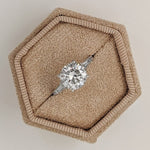 Load image into Gallery viewer, 3.20 Carat Round Brilliant Lab Grown Diamond Engagement Ring, 14K White Gold, With Side Tapered Diamonds image 2
