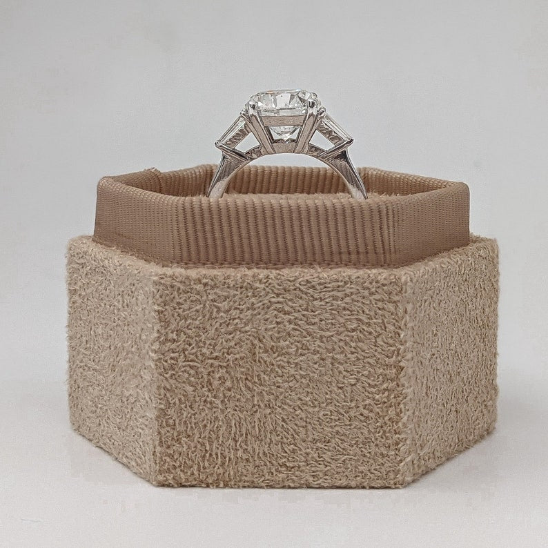 3.20 Carat Round Brilliant Lab Grown Diamond Engagement Ring, 14K White Gold, With Side Tapered Diamonds image 4