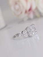 Load image into Gallery viewer, 5 Carat Asscher Cut E/VVS2 IGI certified total 6 Carats Lab Grown Diamond Anniversary Ring 14K White Gold image 3