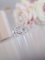 Load image into Gallery viewer, 5 Carat Asscher Cut E/VVS2 IGI certified total 6 Carats Lab Grown Diamond Anniversary Ring 14K White Gold image 8