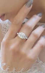 Load image into Gallery viewer, 5 Carat Asscher Cut E/VVS2 IGI certified total 6 Carats Lab Grown Diamond Anniversary Ring 14K White Gold image 9