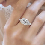 Load image into Gallery viewer, 5 Carat Asscher Cut E/VVS2 IGI certified total 6 Carats Lab Grown Diamond Anniversary Ring 14K White Gold image 2