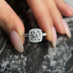 Load image into Gallery viewer, Round Cut 2 carat D Color VVS1 Clarity IGI Certified Lab Grown Diamond Halo Engagement Ring, Side Round Diamonds, 14k Gold image 1
