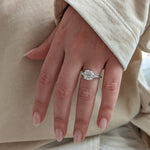 Load image into Gallery viewer, 3.20 Carat Round Brilliant Lab Grown Diamond Engagement Ring, 14K White Gold, With Side Tapered Diamonds image 1