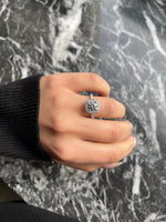 Load image into Gallery viewer, Round Cut 2 carat D Color VVS1 Clarity IGI Certified Lab Grown Diamond Halo Engagement Ring, Side Round Diamonds, 14k Gold image 3