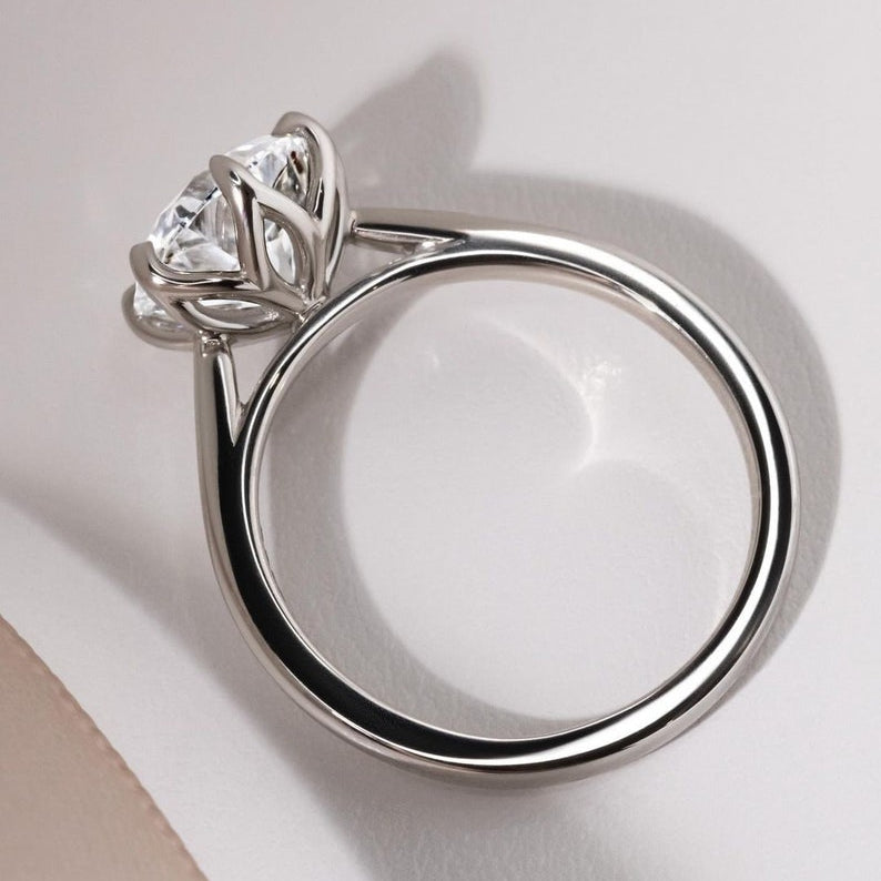 2ct Round Moissanite Engagement Ring: 14k Solid Gold Solitaire image 1