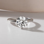2ct Round Moissanite Engagement Ring: 14k Solid Gold Solitaire image 2