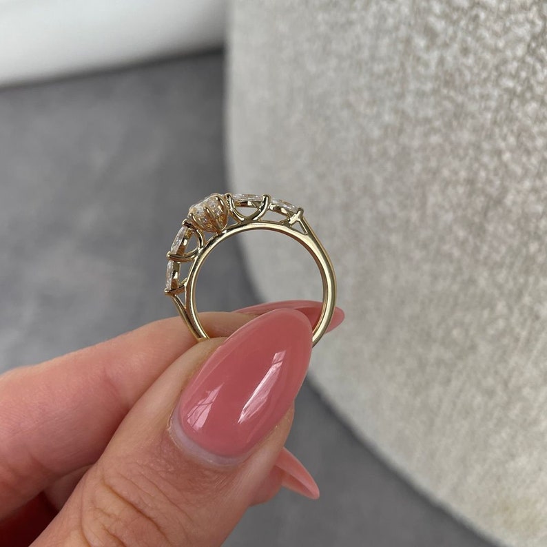 1.5 CT Marquise Cut Moissanite Engagement Rings, Vintage Marquise Engagement Ring, Marquise Promise Ring, Solitaire Marquise Wedding Rings. image 3