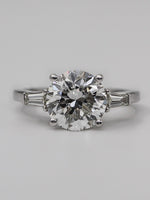Load image into Gallery viewer, 3.20 Carat Round Brilliant Lab Grown Diamond Engagement Ring, 14K White Gold, With Side Tapered Diamonds image 10