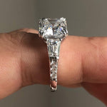Load image into Gallery viewer, 3 CT Asscher Cut Moissanite Engagement Ring, Asscher Three Stone Side Tapered Baguette Wedding Ring, 14K Solid Gold Trilogy Rings for Women image 6
