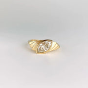 Art Deco Marquise Moissanite Engagement Ring: 14k Yellow Gold Bezel image 1