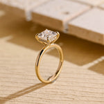 Load image into Gallery viewer, Princess Cut Moissanite Engagement Ring in Solid Gold with Hidden Halo, ZL151 image 8