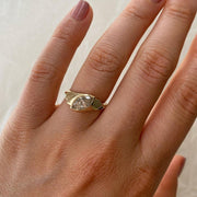 Art Deco Marquise Moissanite Engagement Ring: 14k Yellow Gold Bezel image 4